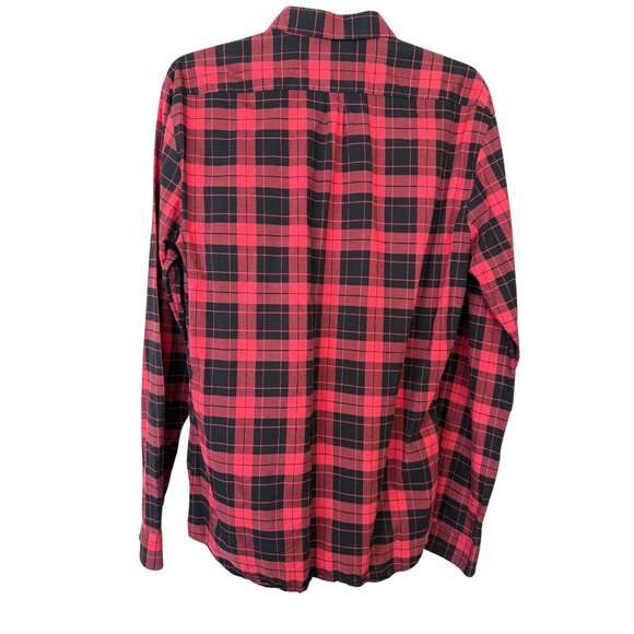 HUGO BOSS Red Black Plaid Button Front Shirt Men’s L Slim Fit Dark Academia - Picture 2 of 10